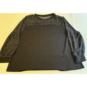 SHEIN Women’s Classic Long Sleeve Polka Dot And Splice Plus Size Casual Top
